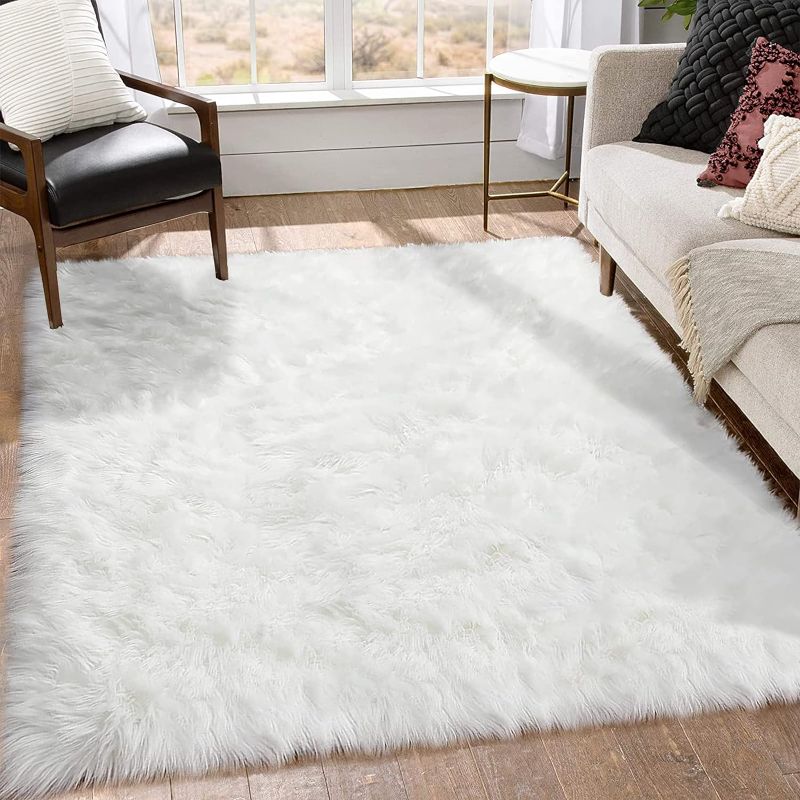 Photo 1 of 10x12 Area Rugs for Living Room White Faux Fur Rug Sheepskin Rug Large Rug Fuzzy Rug Shag Rug Fluffy Rug for Bedroom Sofa Office Rectangle Rug