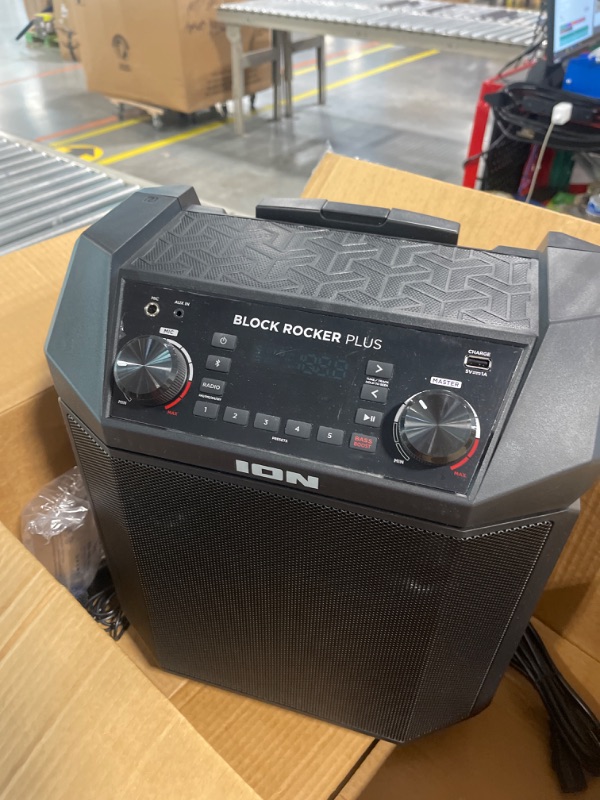 Photo 2 of ION Audio Block Rocker Plus - Portable Bluetooth Speaker 100W W/Battery, Karaoke Microphone, AM FM Radio, Wheels & Telescopic Handle and USB Charging, Black