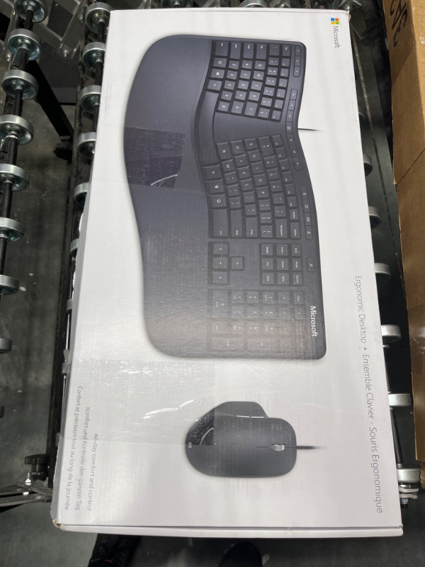 Photo 2 of Microsoft Ergonomic Desktop - Black - Wired, Comfortable, Ergonomic Keyboard and Mouse Combo, with Cushioned Wrist and Palm Support. Split Keyboard....
