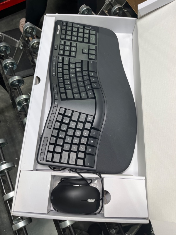 Photo 3 of Microsoft Ergonomic Desktop - Black - Wired, Comfortable, Ergonomic Keyboard and Mouse Combo, with Cushioned Wrist and Palm Support. Split Keyboard....
