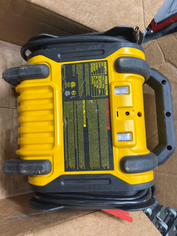 Photo 3 of DEWALT DXAEPS14 1600 Peak Battery Amp 12V Automotive Jump Starter/Power Station with 500 Watt AC Power Inverter, 120 PSI Digital Compressor, and USB Power , Yellow