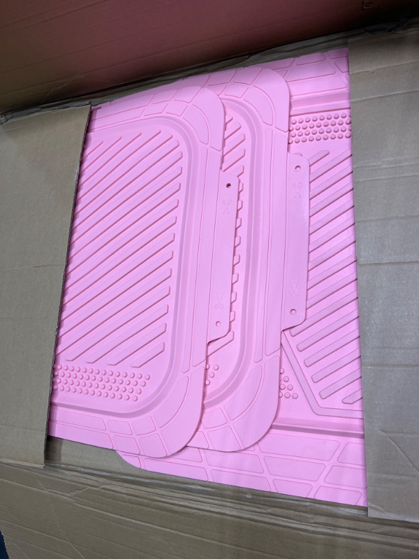 Photo 2 of CAR PASS Heavy Duty Rubber Floor Mats Pink 4-Piece Car Mat Set - Universal Waterproof Floor Mats for Car SUV Truck, Durable All-Weather Mats(All Pink)