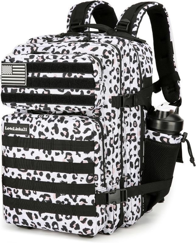 Photo 1 of Lovelinks21 25L Tactical Backpack Army Waterproof Assault Pack Military Backpack for Men Women Rucksack Molle Backpack (White Leopard)
