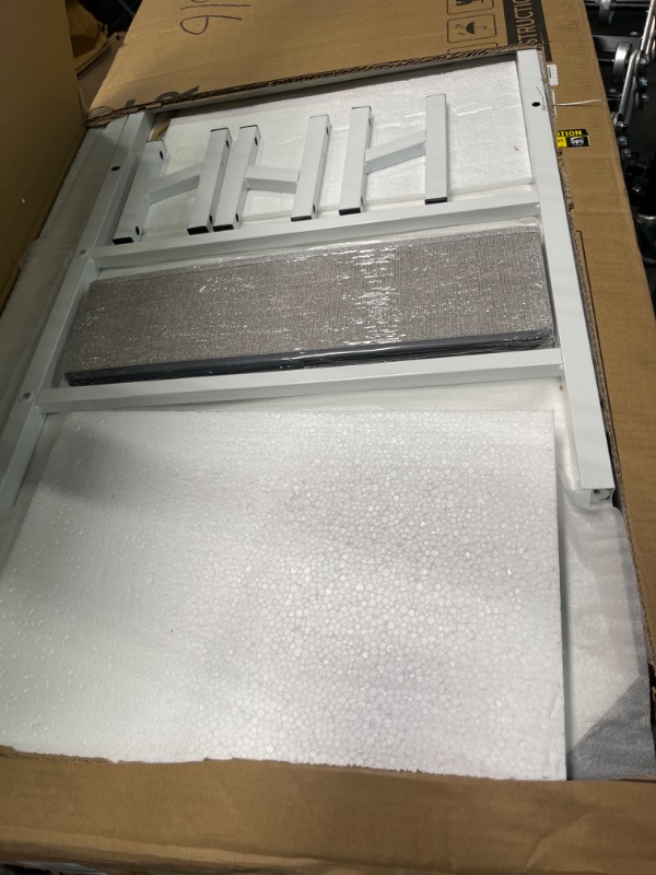 Photo 1 of ODK Computer Desk with Drawers, 48 Inch Office Desk with Storage Bag & Shelves, Work Writing Desk with Monitor Stand Shelf, White Home Office Desks for Small Spaces 48 Inch White