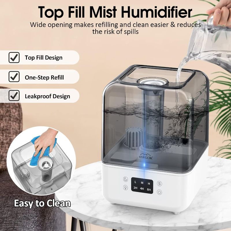 Photo 1 of 	Humidifiers for Bedroom Large Room, Ultrasonic Air Humidifiers for Baby Home, 5L Top Fill Humidifier w/Touch Display, Essential Oil Diffuse, 3 Mist Levels,...
