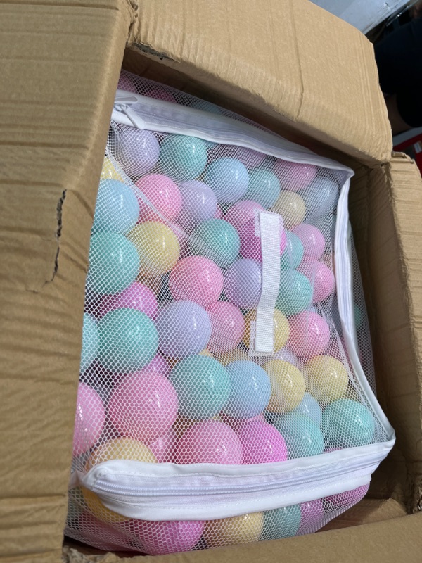 Photo 1 of Amazon Basics BPA Free Crush-Proof Plastic Ball Pit Balls with Storage Bag, Toddlers Kids 12+ Months, 6 Pastel Colors - Pack of 400 6 Pastel Colors 400 Balls