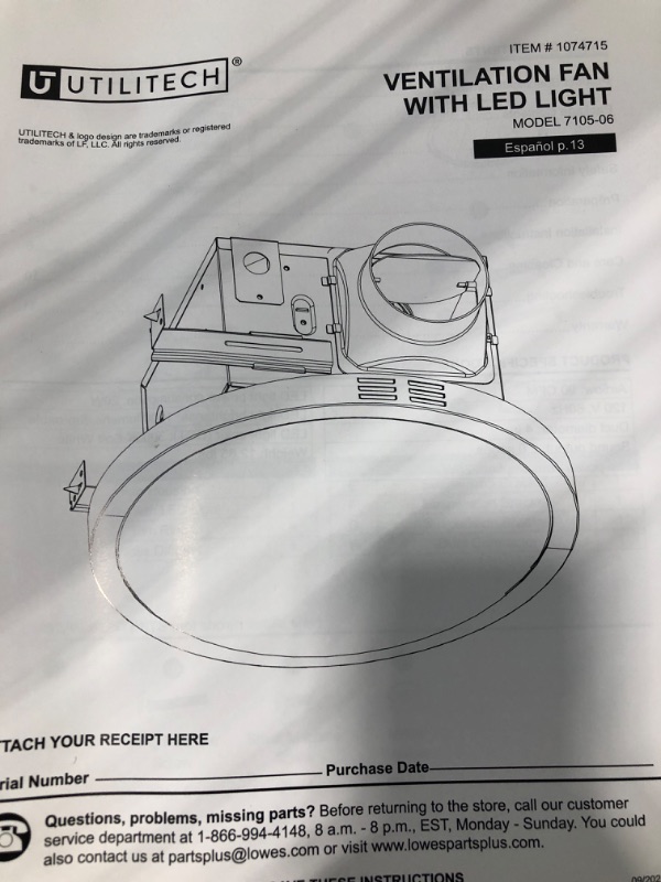 Photo 3 of Utilitech 90CFM Decorative 4-in-1 Bath Fan 7105-06