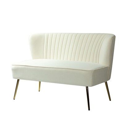 Photo 1 of 
Carmita 47 in. Ivory Golden Base Velvet Tufted 2-Seats Loveseats Sofa