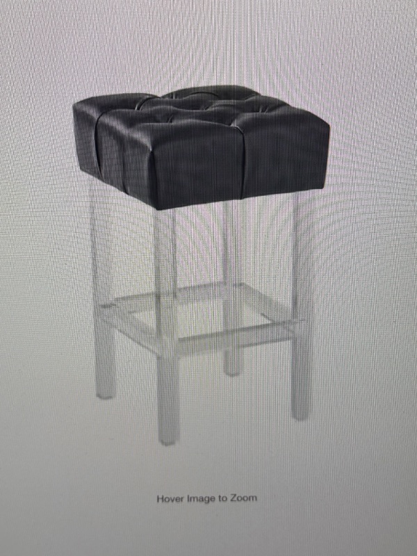 Photo 1 of Kara Contemporary 26 in. Grey Faux Leather Counter Height Bar Stool with Acrylic Legs