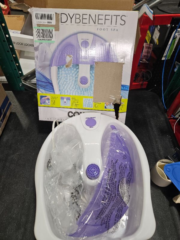 Photo 2 of Conair Soothing Pedicure Foot Spa Bath with Soothing Vibration Massage, Deep Basin Relaxing Foot Massager with Jets, Purple/White