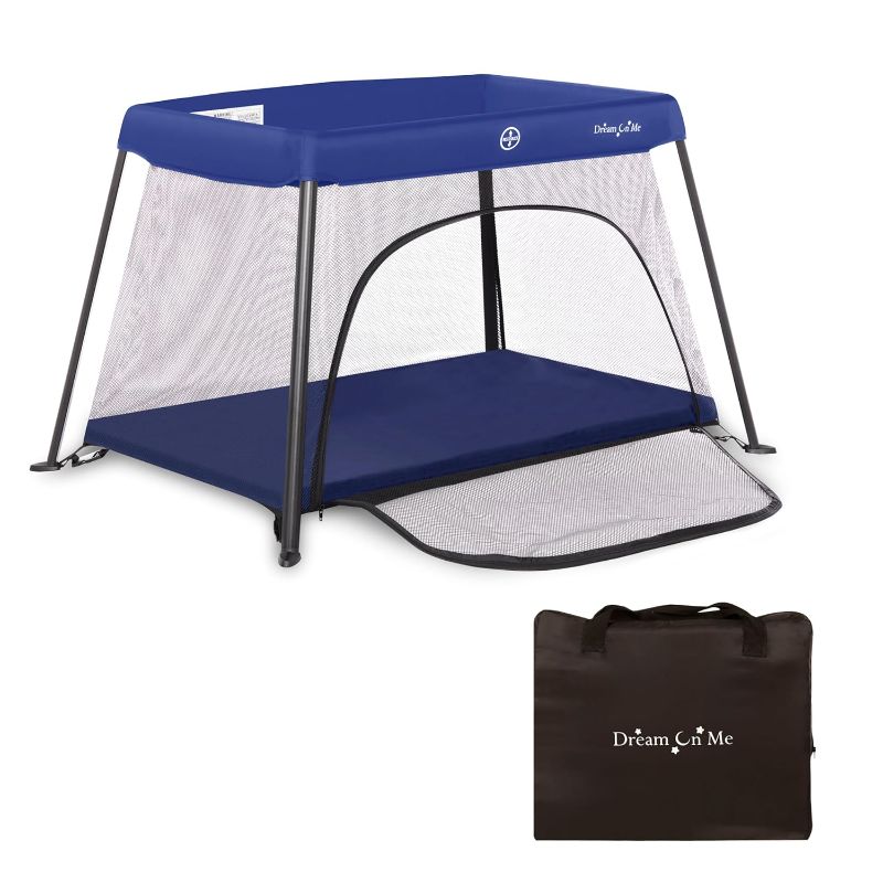 Photo 1 of Dream On Me Travel Light Playard with Mesh Zipper Door in Navy