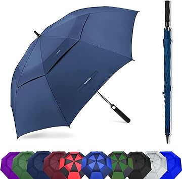 Photo 1 of Baraida Golf Umbrella Large 62/68/72 Inch, Extra Large Oversize Double Canopy Vented Windproof Waterproof Umbrella, Automatic Open Golf Umbrella for Men and Women and Family.?72 inch,Navy Blue
