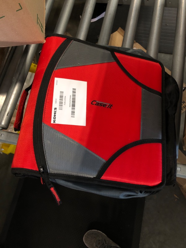 Photo 4 of Case-it The King Sized Zip Tab Zipper Binder - 4 Inch D-Rings - 5 Subject File Folder - Multiple Pockets - 800 Sheet Capacity - Comes with Shoulder Strap - Fire Red D-186 Fire Engine Red Single