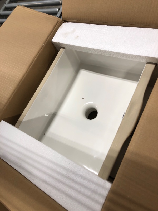 Photo 2 of AMASHEN 14.6" x 11" Undermount Bathroom Sink White Rectangular Porcelain Ceramic Vanity Basin with Overflow