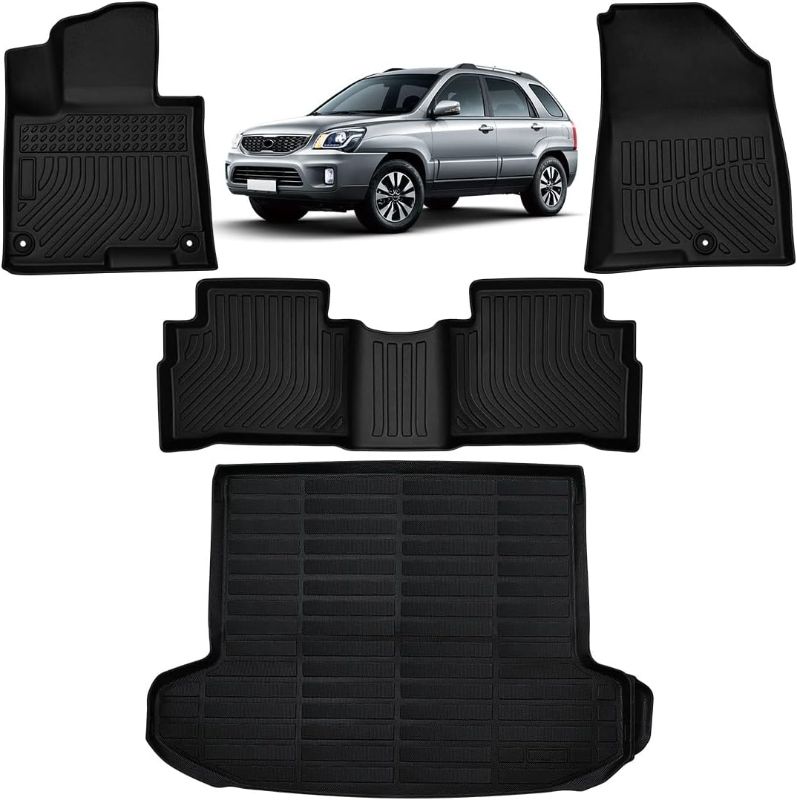 Photo 1 of All Weather Floor Mats Set Custom Fit for Kia Sportage Hybrid 2023 All-Weather Cargo Liner Rear Cargo Tray Trunk Floor Mat Interior Accessories