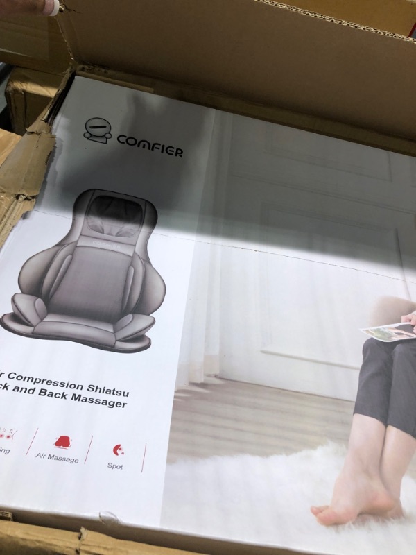 Photo 1 of COMFIER Shiatsu Neck & Back Massager – 2D/3D Kneading Full Back Massager with Heat & Adjustable Compression, Massage Chair Pad for Shoulder Neck and Back Full Body, Gifts for Men Dad Dark Gray