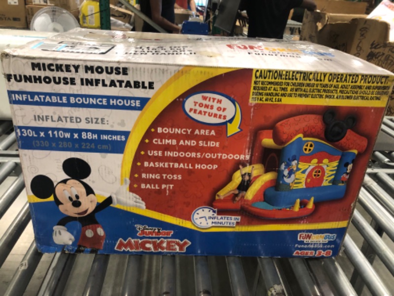 Photo 2 of Funormous Disney Mickey Mouse Bounce House with Slide, Indoor Outdoor Inflatable Bouncy Castle Funhouse Ball Pit Plus Heavy Duty Air Blower
