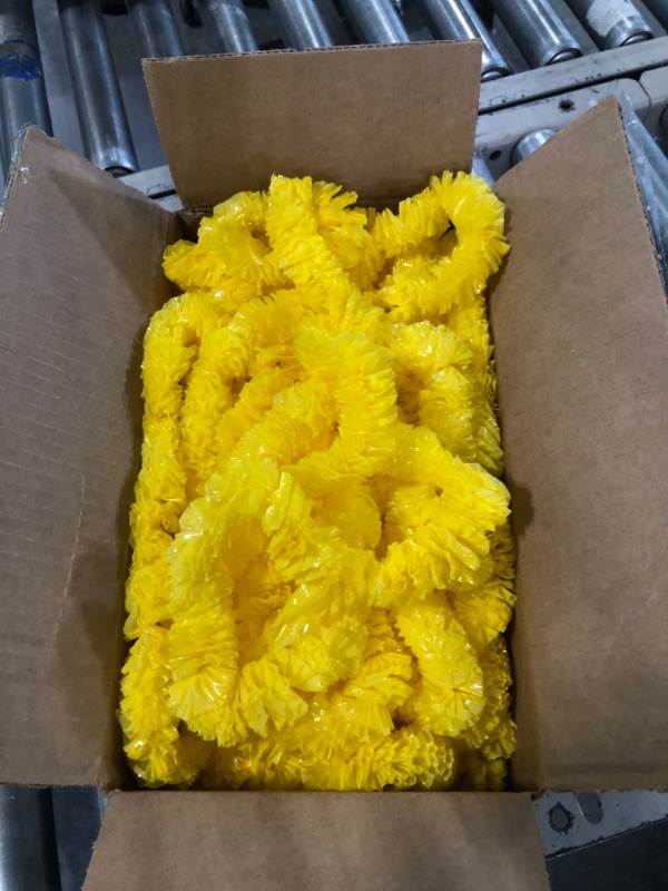 Photo 1 of 50 PCS Beistle 66355Y501.5 in. x 36 in. Soft-Twist Poly Leiswith Labeled Box - Yellow