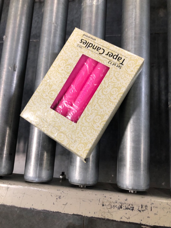 Photo 1 of 6 in. Hot Pink Taper Candles (12-Set)