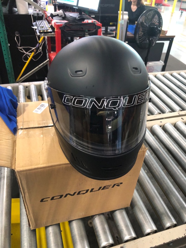 Photo 3 of Conquer Snell SA2020 Full Face Auto Racing Helmet Medium Black