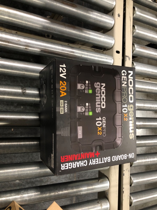 Photo 1 of NOCO Genius GENPRO10X2, 2-Bank, 20A (10A/Bank) Smart Marine Battery Charger, 12V Waterproof Onboard Boat Charger, Battery Maintainer and Desulfator for AGM, Lithium (LiFePO4) and Deep-Cycle Batteries