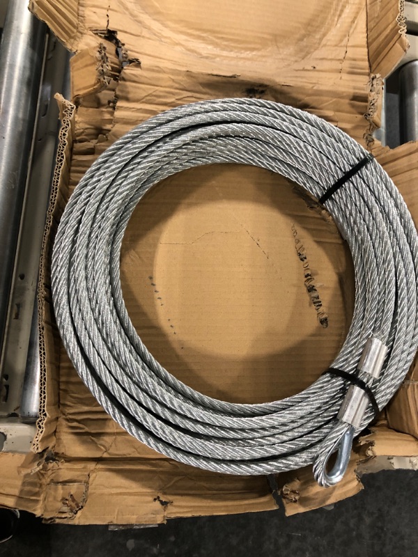 Photo 3 of Winch Cable,Towing Cable Heavy Duty,with 2 Pick Thimble Eye,3/8 inch 7x19 Stranded Construction 13980 lbs Breaking Strength 100 Feet With ring buckle 100FT