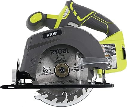 Photo 1 of ***MISSING RETAINING BOLT AND NO BATTERY*** Ryobi One P505 18V Lithium Ion Cordless 5 1/2" 4,700 RPM Circular Saw (Battery Not Included, Power Tool Only), Green
