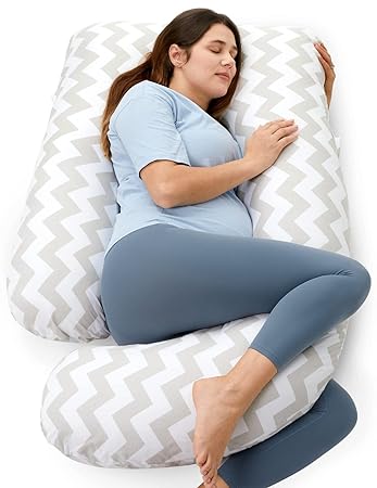 Photo 1 of Momcozy U Shaped Pregnancy Pillows with Cotton Removable Cover, 57 Inch Maternity Pillow Full Body Support, Must Have for Pregnant Women, Geometric Pattern
