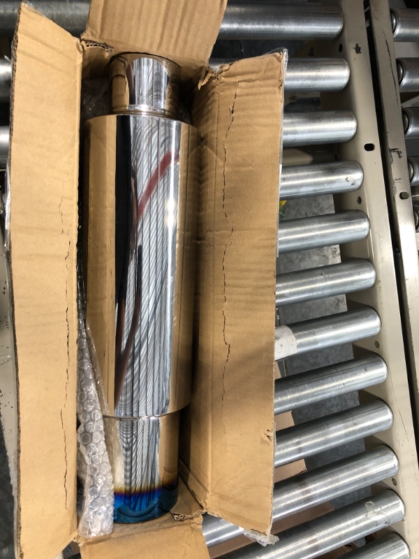 Photo 1 of EVIL ENERGY Exhaust Muffler, Stainless Steel Exhaust Tip, Universal 18.5" Length (Burnt, 3'' Inlet 4'' Outlet) 3" in 4" out-Burnt