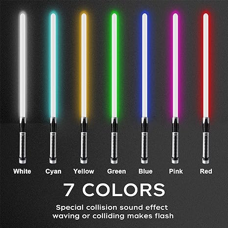 Photo 2 of Beyondtrade Lightsabers Toy 7 Colors 1 LED Dual Swords for Kids with FX Sound (Motion Sensitive) for Movie Fans Cosplay Party Christmas Birthday Gift