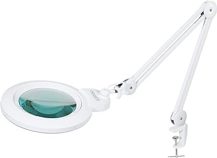 Photo 1 of Neatfi XL Bifocal LED Magnifying Lamp, 7-Inch Acrylic Lens, 5D/20D Magnification, Hands-Free, Dimmable, 84 SMD LED, Adjustable Arm for Crafts, Reading, Close Work (White)
