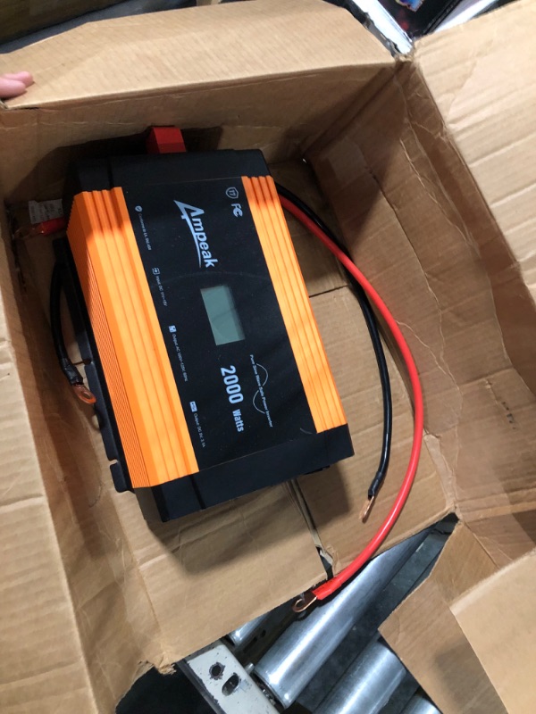 Photo 3 of Ampeak 2000W Pure Sine Wave Power Inverter 17 Protections Inverter DC 12V to AC 120V 3 AC Outlets Dual USB Ports for Truck, Power Outages