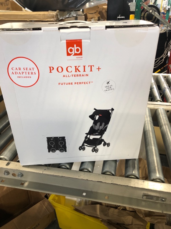 Photo 1 of gb Pockit+ All-Terrain, Ultra Compact Lightweight Travel Stroller with Canopy and Reclining Seat in black, 10.6 pounds black Pockit+ All Terrain