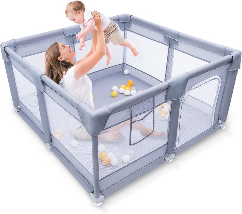 Photo 1 of Baby Playpen, Baby Playard, Large Baby Playard, Indoor & Outdoor Kids Activity Center with Anti-Slip Base, Sturdy Safety Play Yard, Baby Fence