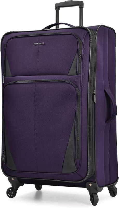 Photo 1 of U.S. Traveler Aviron Bay Expandable Softside Luggage with Spinner Wheels, Purple, 30-Inch