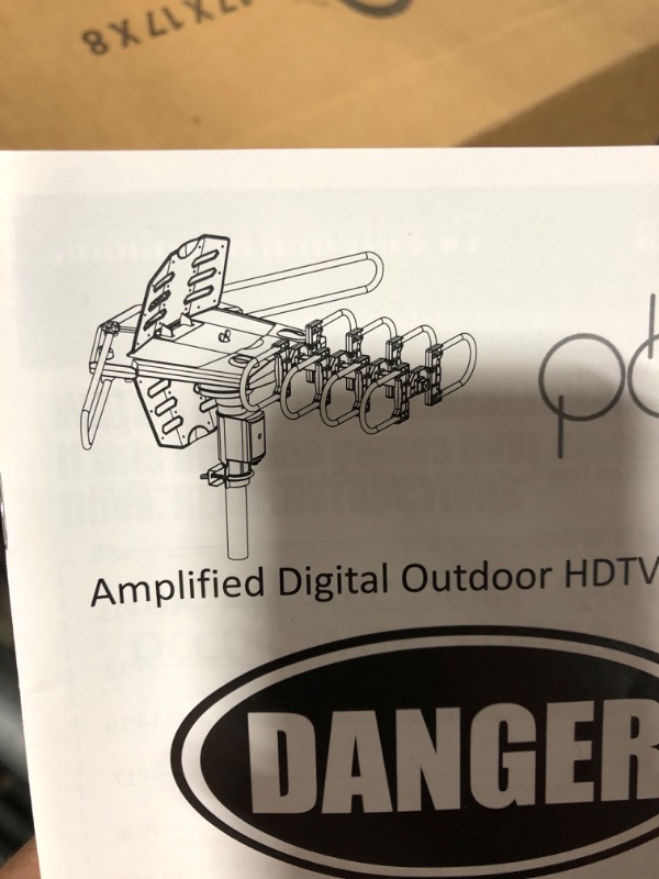 Photo 2 of PBD WA-2608 Digital Amplified Outdoor HD TV Antenna with Mounting Pole & 40 ft RG6 Coax Cable 150 Miles Range Wireless Remote Rotation Support 2TVs