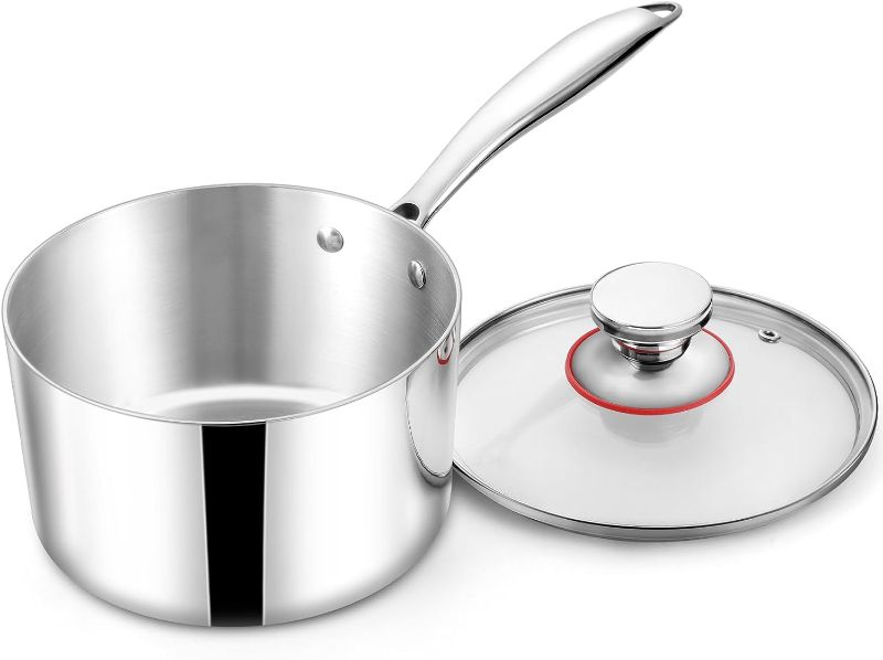 Photo 3 of 
TeamFar 2qt Saucepan with Lid, Stainless Steel Tri-Ply Sauce Milk Pan Small Cooking Pot with Ergonomic Handle, for Induction/Gas/Electric/Ceramic, Non-toxic...