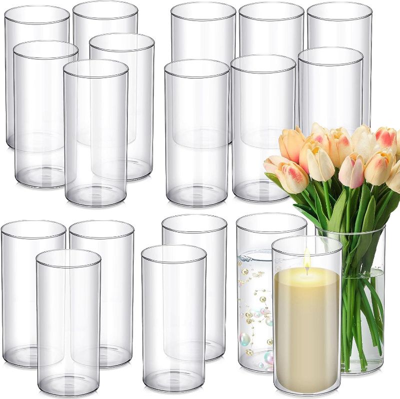 Photo 1 of 
40 Pieces Clear Cylinder Glass Vases Bulk for Wedding Centerpieces Table 4 x 8 Inch Glass Flower Vases Floating Candle Cylinder Vases Tall Clear Pillar...