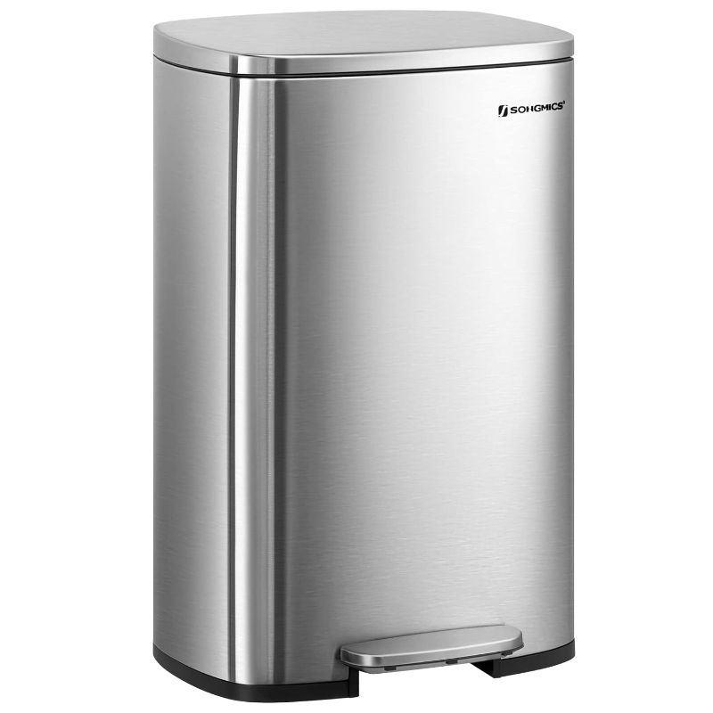 Photo 1 of 
SONGMICS 13 Gallon Trash Can, Stainless Steel Kitchen Garbage Can, Recycling or Waste Bin, Soft Close, Step-On Pedal, Removable Inner Bucket, Silver ULTB050E01
Style:13.2 Gal