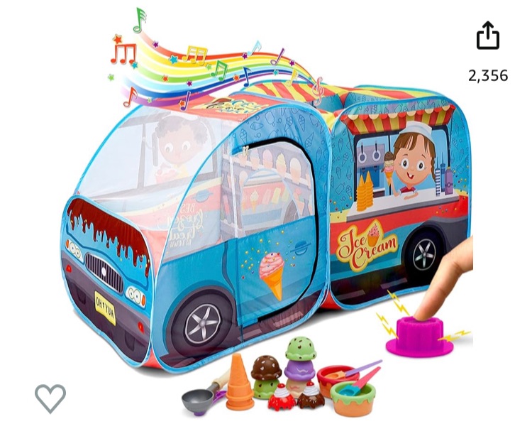 Photo 1 of Ice Cream Truck Play Tent | Ice Cream Toy Pretend Play Food Set | Realistic Ice Cream Truck Music Button – Best Ice Cream Toy for Kids, Toddlers, Girls & Boys, Great Birthday Gift for Toddlers & Baby