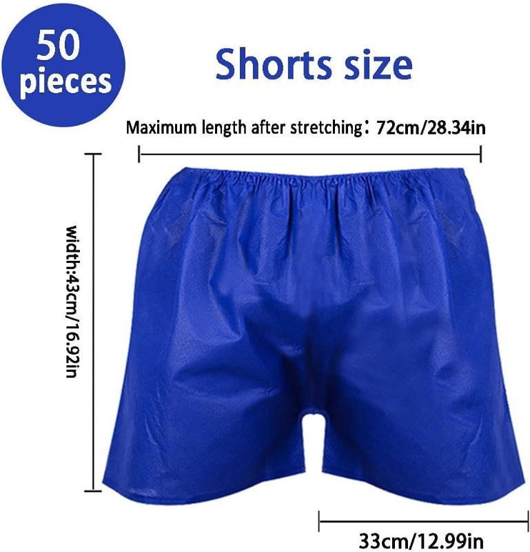 Photo 1 of Star Rise Paper Shorts Disposable, Disposable Shorts Unisex for Hospital Medical Exam Short (50, Blue)