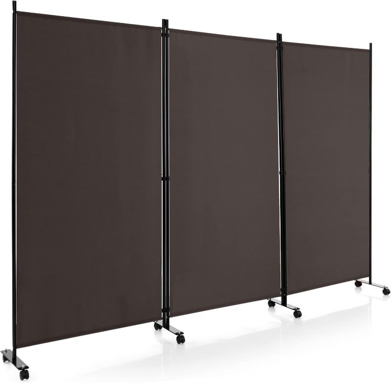 Photo 1 of  Huminbo , 3 Panel Folding Room Divider with Rollers Black - 6 Ft Freestanding Folding Privacy for Wall Divider
