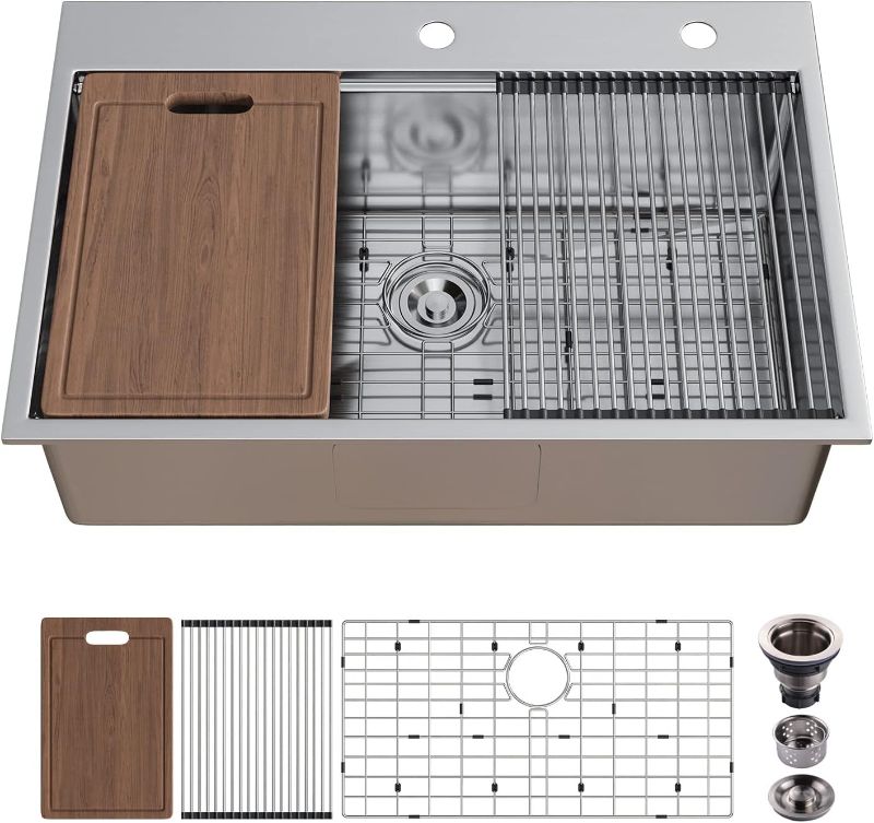 Photo 1 of 12 Inch Stainless Steel Bar Sink Undermount, Hovheir 12x16 Inch Undermount Bar Sink Small Wet Bar Prep Rv Sink Bar & Prep Sinks 16 Gauge R10 Corner Single Bowl Kitchen & Bar Sinks with Bottom Grid 12"x16"x10" Brushed Nickel