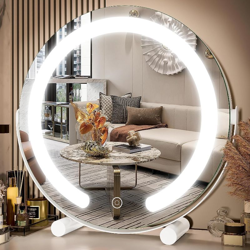 Photo 1 of *missing power adaptor* ROLOVE 13 Inch Vanity Mirror with  LED Mirror Makeup Mirror with Lights for Bedroom Tabletop, Smart Touch Control, 360° Rotation (White) White3 13"x13"X003SNY0WL
X003SNY0WL
