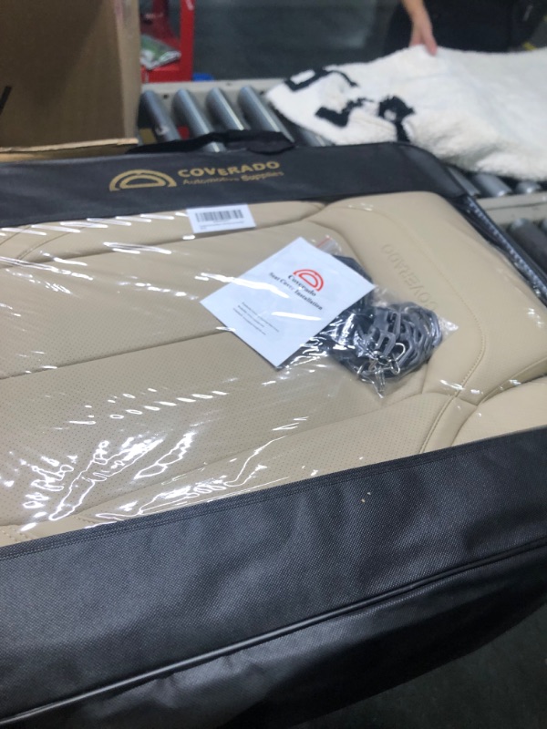 Photo 1 of Coverado Front and Rear Seat Covers 5 Pieces, Waterproof Nappa Leather Car Seat Protectors Full Set, Universal Auto Interior Fit for Most Sedans SUV Pick-up Truck, Beige Beige FullSet