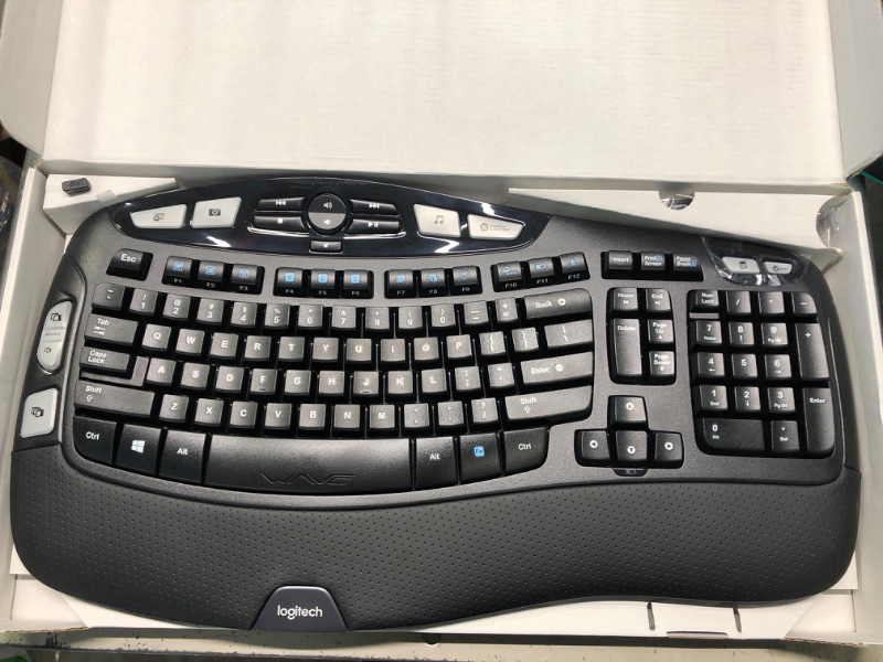 Photo 3 of Logitech K350 Wave Ergonomic Keyboard with Unifying Wireless Technology - Black