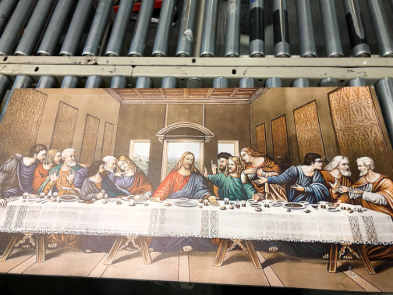 Photo 3 of The Last Supper Canvas Wall Art - Leonardo da Vinci Classic Art Reproductions Famous Painting Print Framed Picture for Kitchen Dinning Room Office Hallway Home Decor Gift-20"x40" 20"x40"(50x100cm) last supper