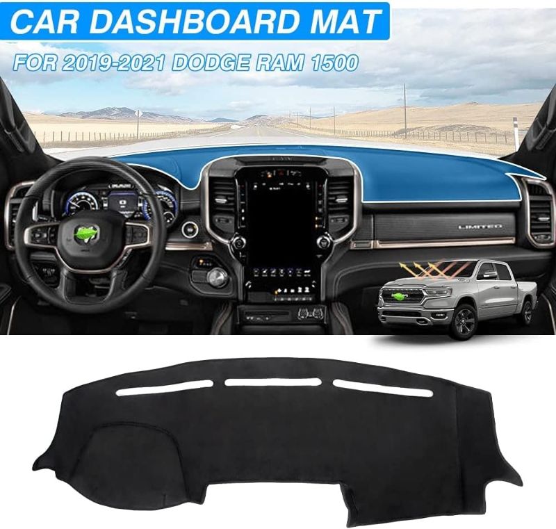 Photo 2 of Cartist Suede Dashboard Cover Compatible with Dodge Ram 1500 2019 2020 2021 2022 2023 Dash Cover Nonslip Dash Board Mat Protector Sunshade No Glare 19-23 Dodge Ram