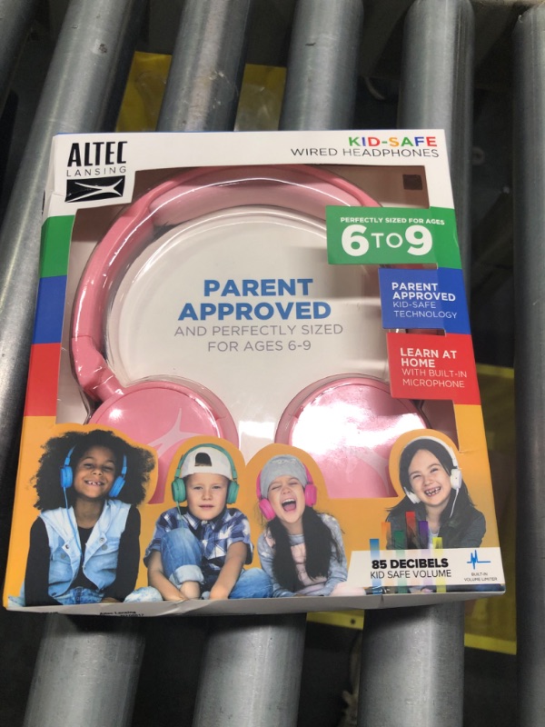 Photo 2 of Altec Lansing Over The Ears Kids Headphones - Volume Limiting Technology for Developing Ears, Ages 6-9, Perfect for Learning from Home, Pink Pink Ages 6+