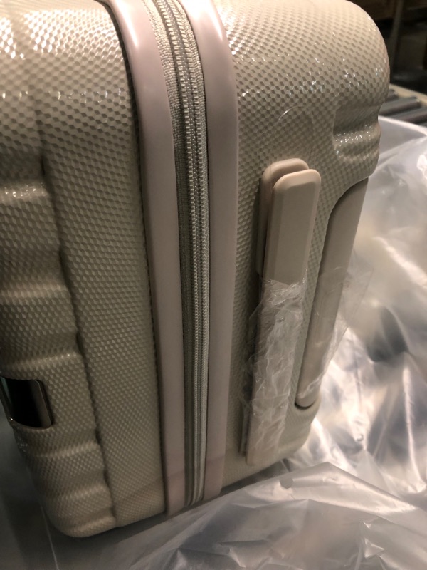 Photo 1 of **LOCKED?DOES NOT OPEN**Hanke Upgrade Luggage Suitcases With Spinner Wheels Lightweight PC Hard Shell Rolling Suitcase With TSA Lock,Checked-Medium 24-Inch(Ivory White) Checked-Medium 24-Inch Ivory White